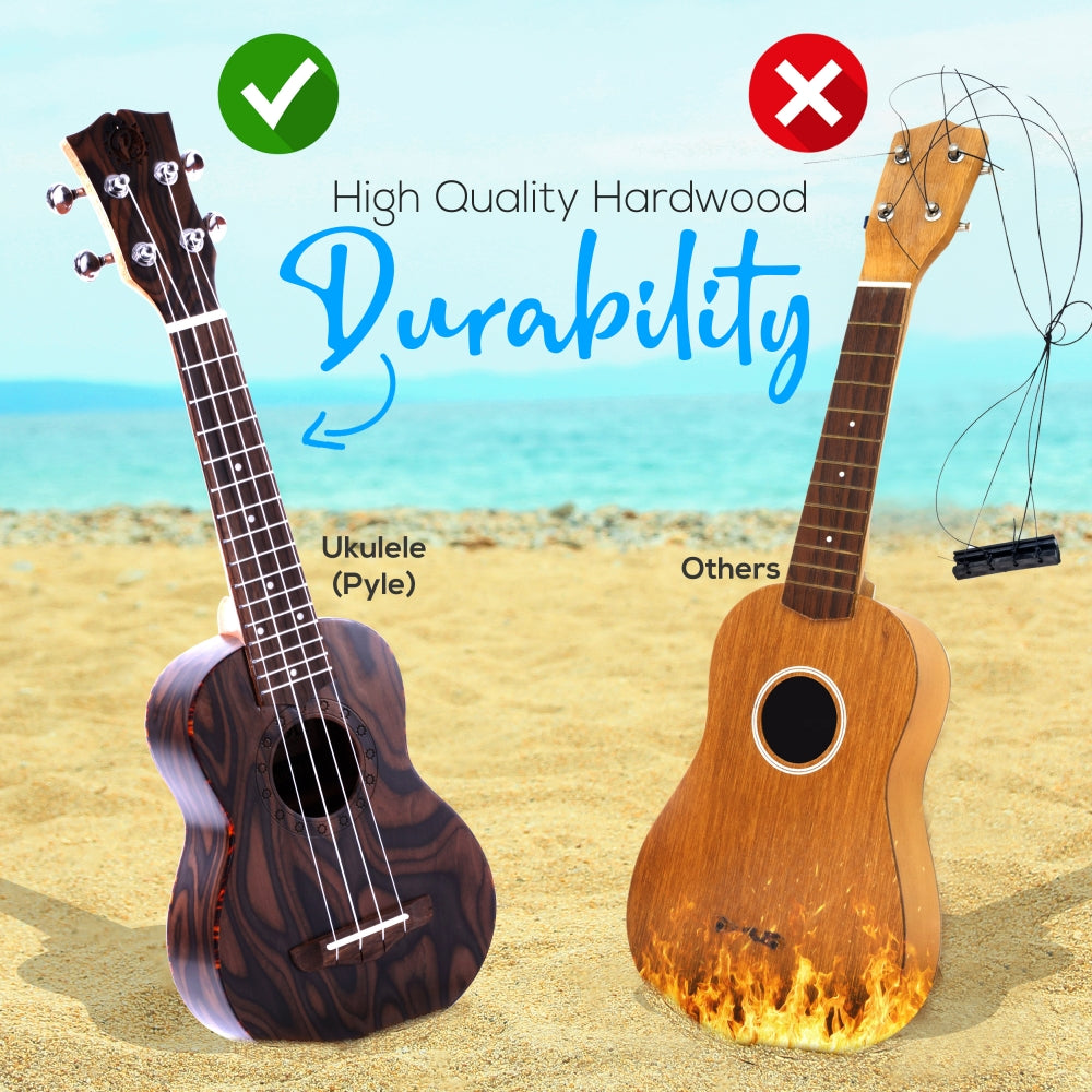 Best Soprano Ukulele Starter Kit for Beginners - 21 Inch Hawaiian Guitar with Tuner, Picks, Strap & Online Lessons - Perfect for Kids, Adults, Travel & Beach Music Playing