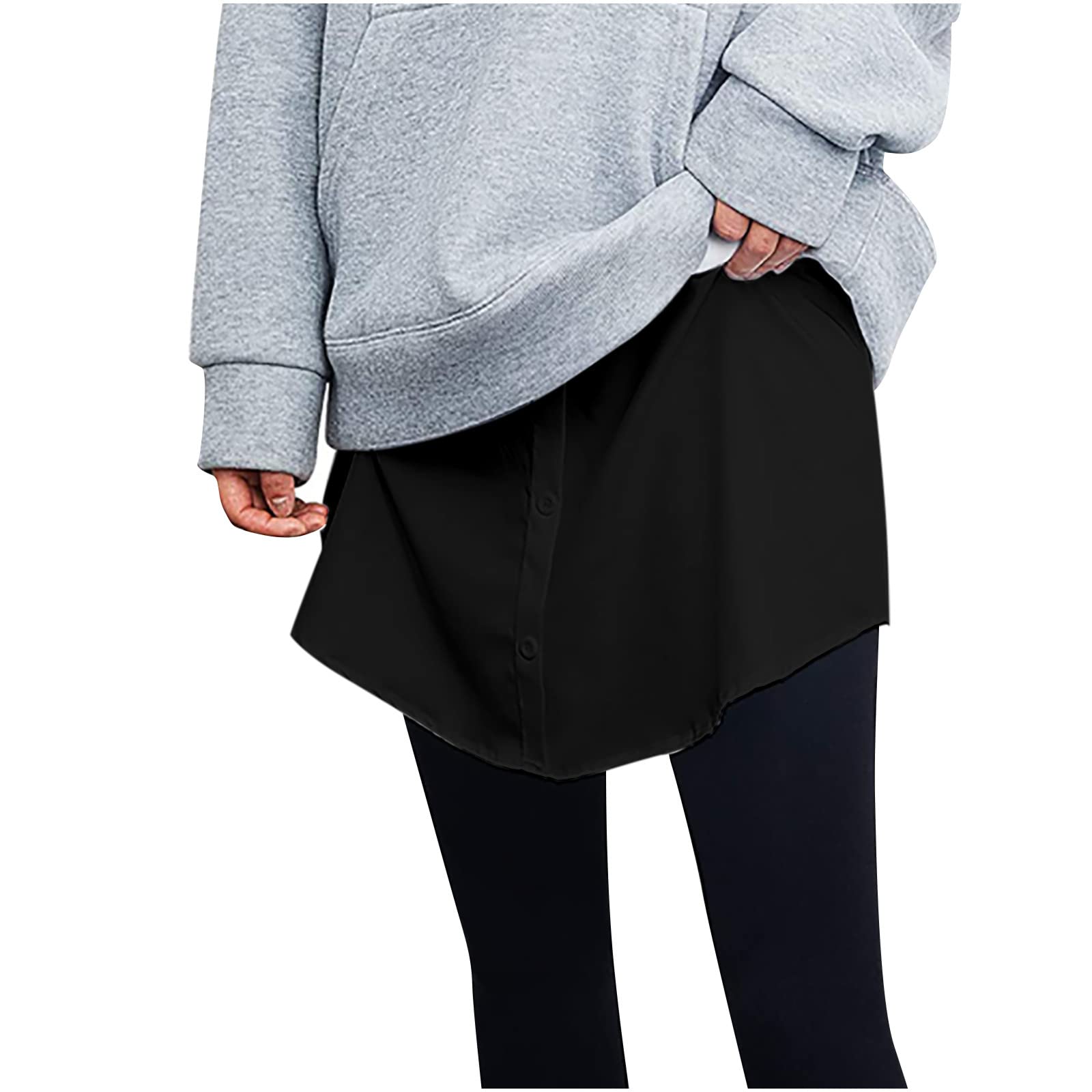 Women's Adjustable Layering Fake Top Shirt Extender Mini Skirt - Solid Color Half-Length Split Design for Casual Outfits & Layered Fashion Looks