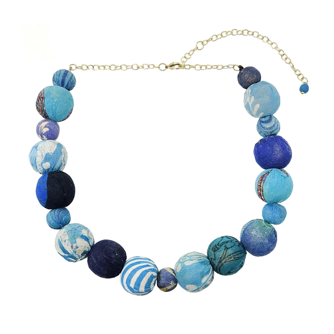 Handmade Kantha Azure Beaded Necklace - Boho Chic Jewelry for Women, Perfect for Festivals, Weddings & Everyday Wear