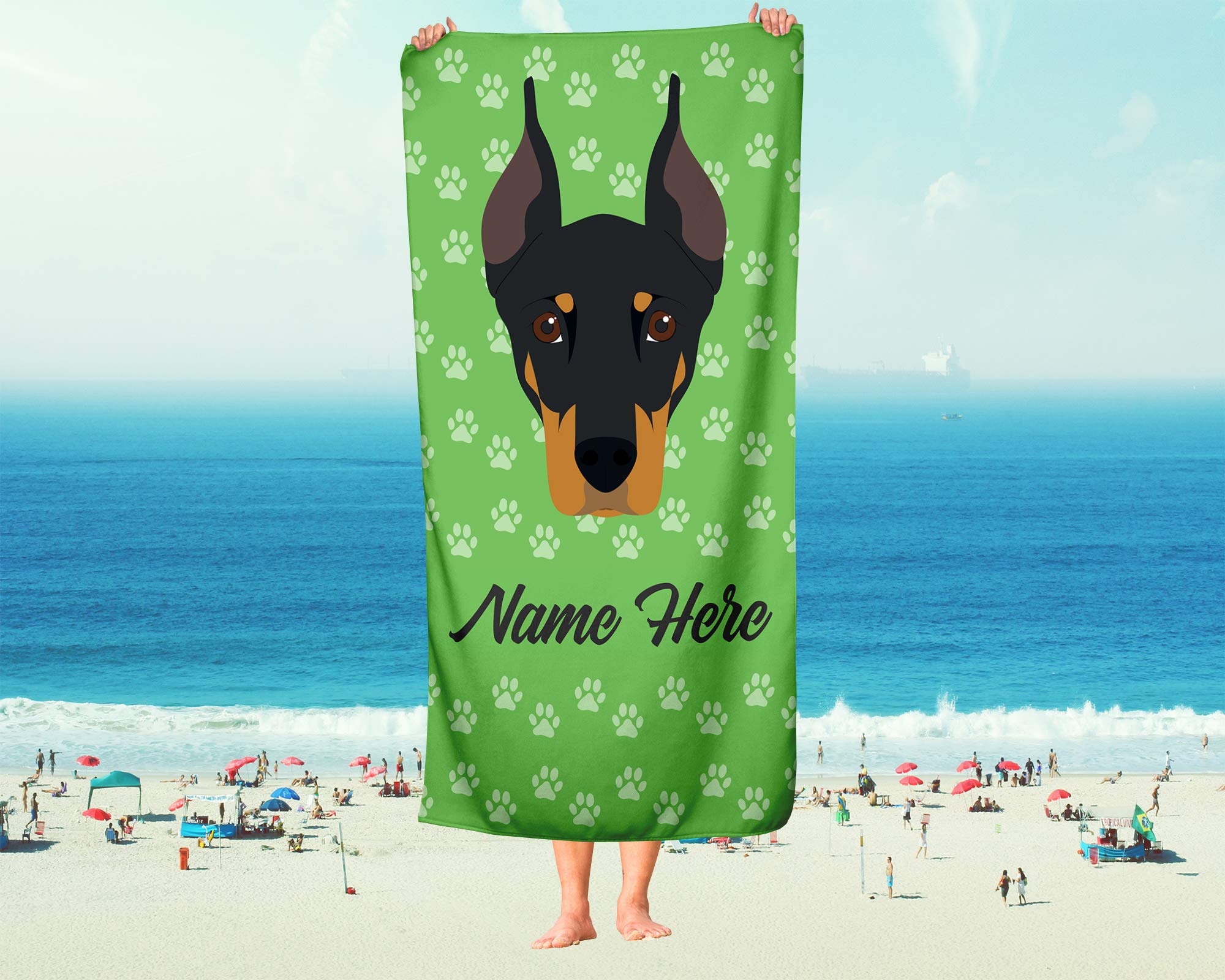 Custom Doberman Pinscher Beach & Bath Towels - Large & Medium Sizes - Personalized Dog Lover Towels for Adults & Kids - Perfect for Travel, Pool, Gym & Home Use