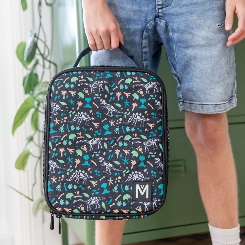 Montii Co Large Insulated Lunch Bag with Dinosaur Design - Keep Food Fresh & Cool for 12+ Hours - Perfect for School, Work, Picnics & Outdoor Activities