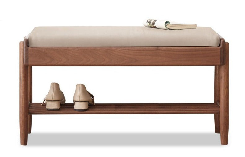 Solid Black Walnut Shoe Storage Bench with Flip Top - Multi-Functional Entryway Organizer for Shoes, Hats & Bags - Perfect for Hallway, Bedroom or Closet Organization