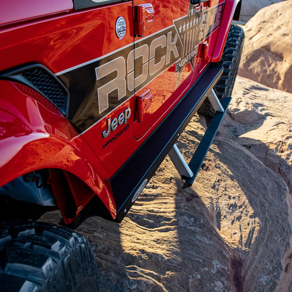 2024 Jeep Wrangler JL 4-Door Rock Slider Steps - Heavy Duty Off-Road Protection & Side Steps - Perfect for Rock Crawling, Trail Riding & Daily Driving