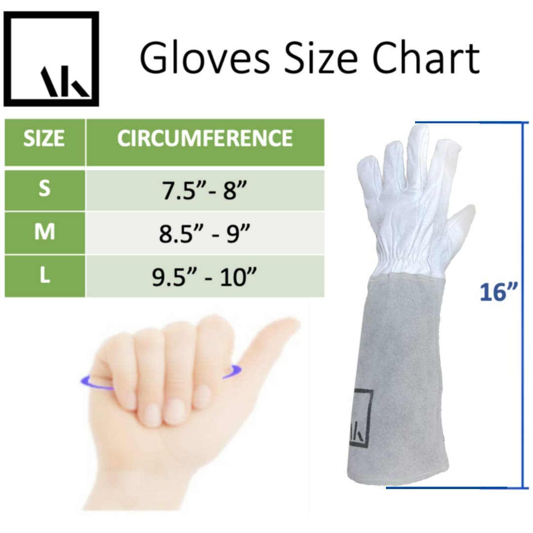 Premium Leather Rose Pruning Gloves for Women - Cut-Resistant Long Gauntlet Gardening Gloves for Rose Bushes & Thorny Plants (White, Cowhide) - Ideal for Rose Gardening, Landscaping & Outdoor Work Protection