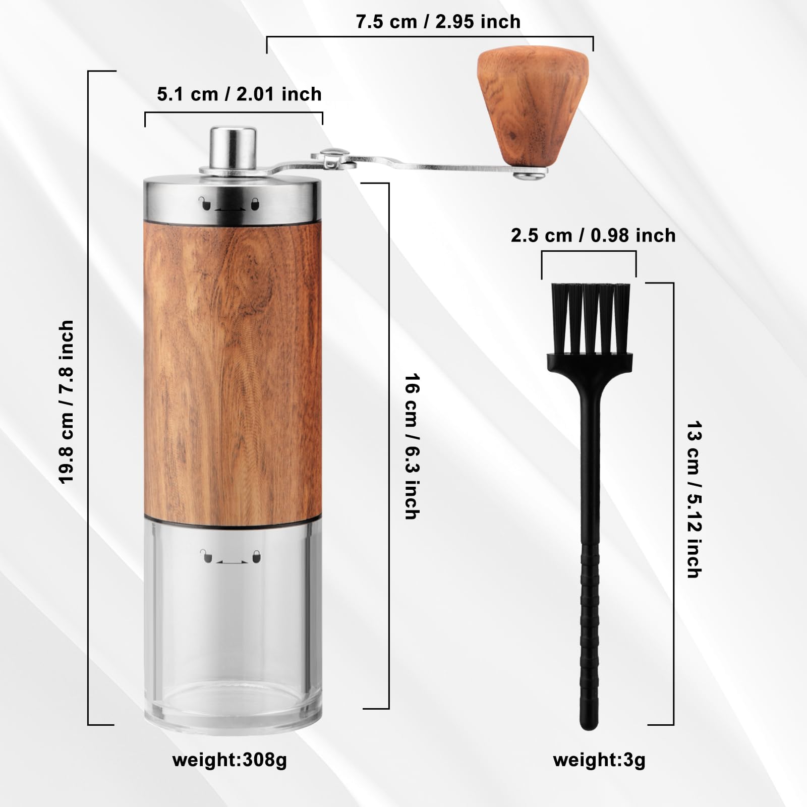 Premium Stainless Steel Manual Coffee Grinder - Adjustable Burr Mill for Espresso, French Press, Pour Over & Cold Brew - Portable Hand Crank Coffee Bean Grinder for Home, Camping, Travel & Office Use