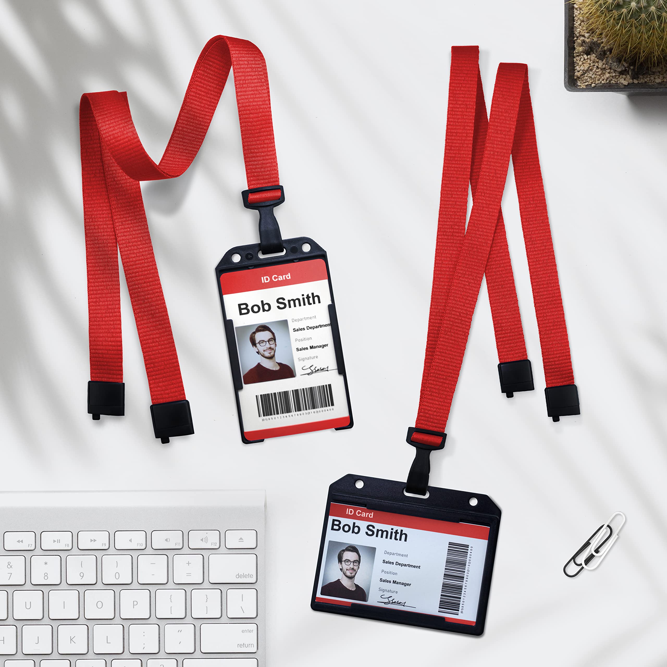 Breakaway Lanyards for ID Badges - No-Twist Plastic Hook for School & Hospital Use