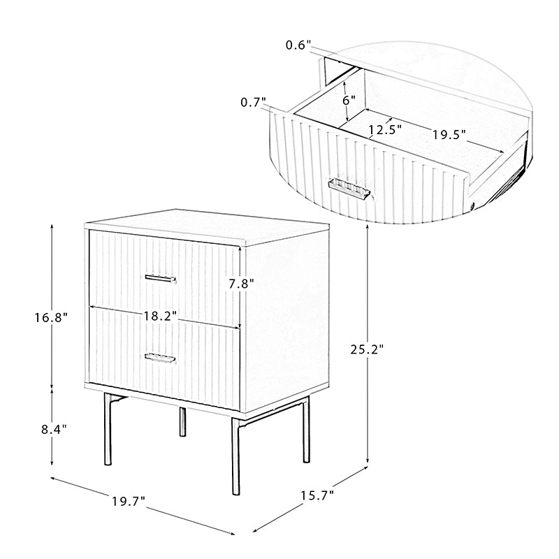 Modern Nightstand with Two Drawers - Nahuel Bedside Table with Optional Styles for Bedroom, Living Room & Guest Room - Sturdy Wooden End Table with Storage for Home Decor