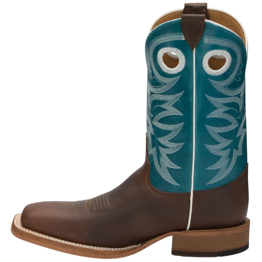 Justin Boots Men's Austin Square Toe Dress Boots - Mid Calf Western Cowboy Boots in Blue | Perfect for Rodeo, Country Dancing & Formal Occasions