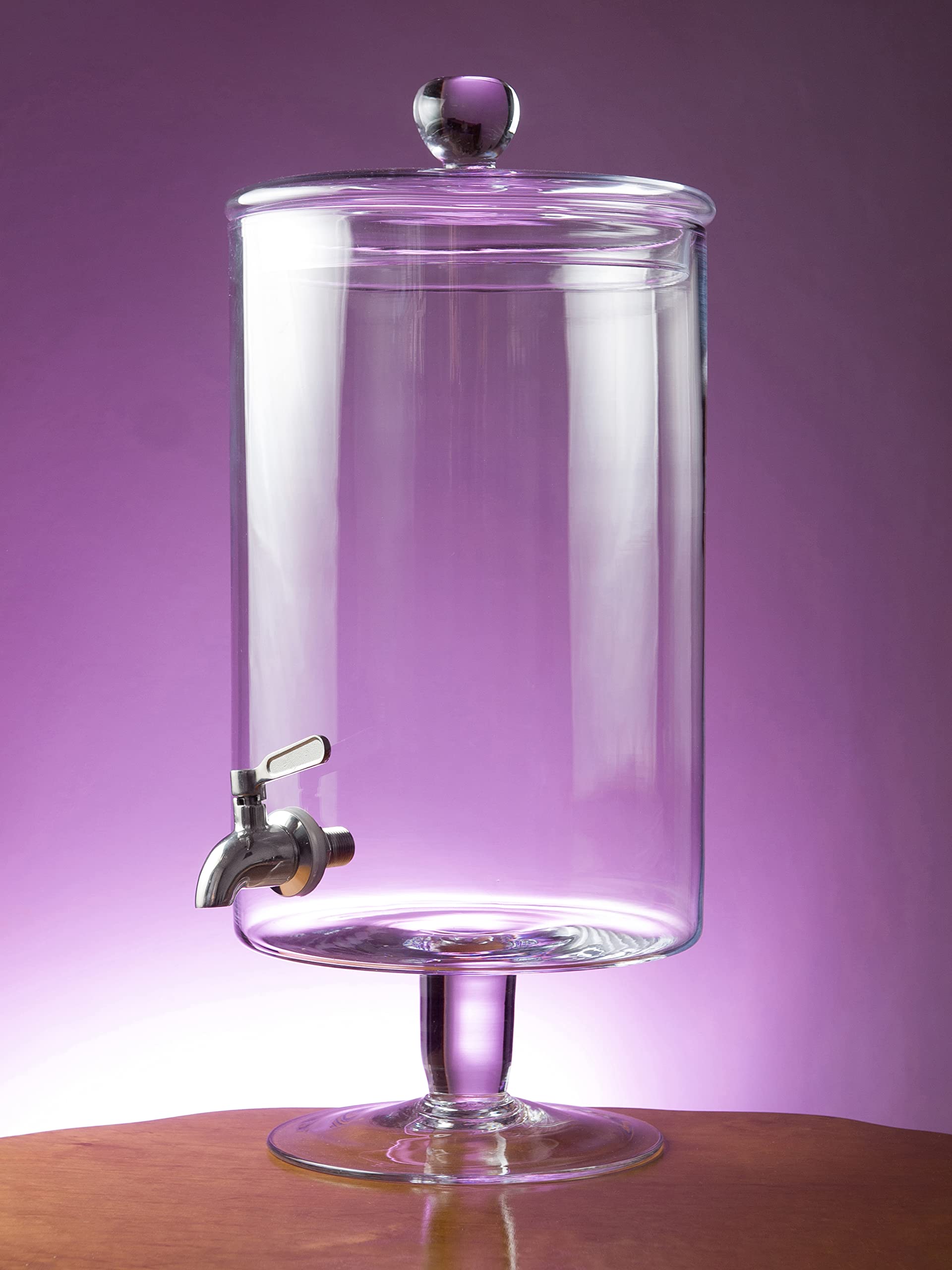Premium 2-Gallon Glass Beverage Dispenser with Stainless Steel Spigot - 7.5L (256oz) Iced Drink Server for Parties, BBQs & Events - Barski European-Made Cold Drink Dispenser