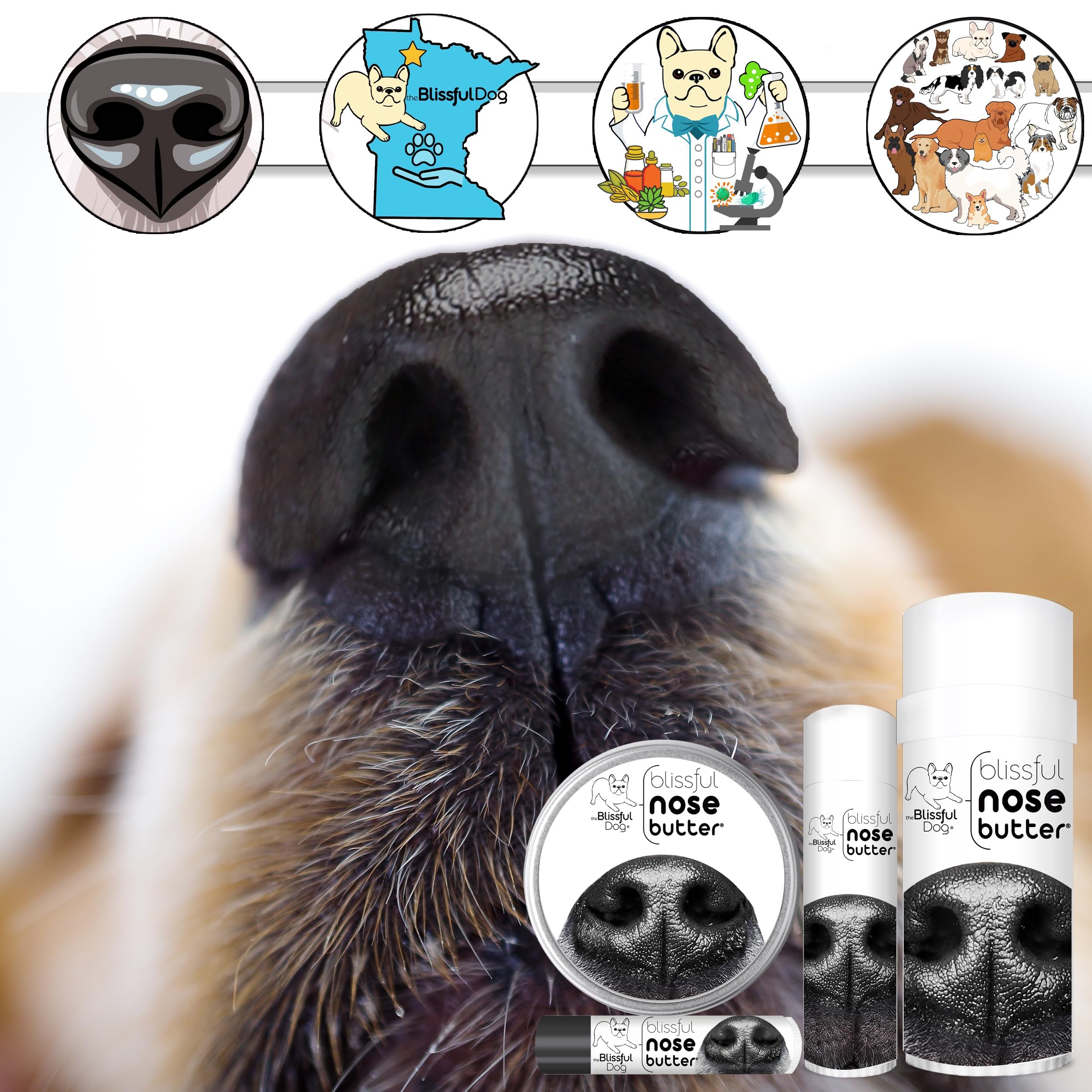 The Blissful Dog Unscented Nose Butter for Dry & Cracked Dog Noses – All-Natural Paw Balm for Healing & Moisturizing | Perfect for Outdoor Adventures & Winter Care