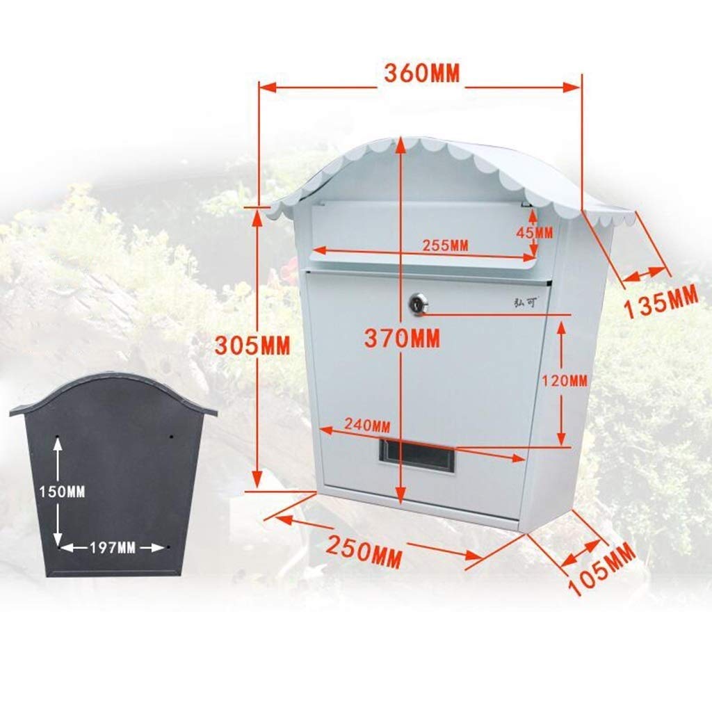 Lockable Wall Mounted Mailbox - Weatherproof Classic Post Office Box for Outdoor Use - Safe Newspaper & Mail Storage (White/Black) - Perfect for Homes, Apartments & Offices