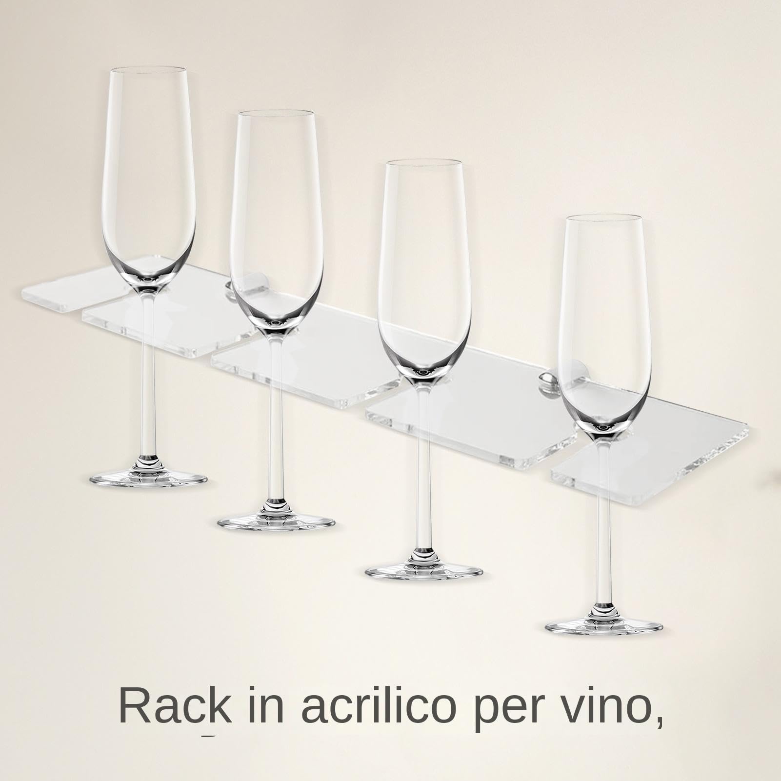 Stainless Steel Wall Mounted Wine Glass Holder - 6 Hooks Space Saving Wine Glass Rack for Kitchen, Home Bar, Wine Cellar & Party Room - Elegant Wine Glass Display & Storage Solution