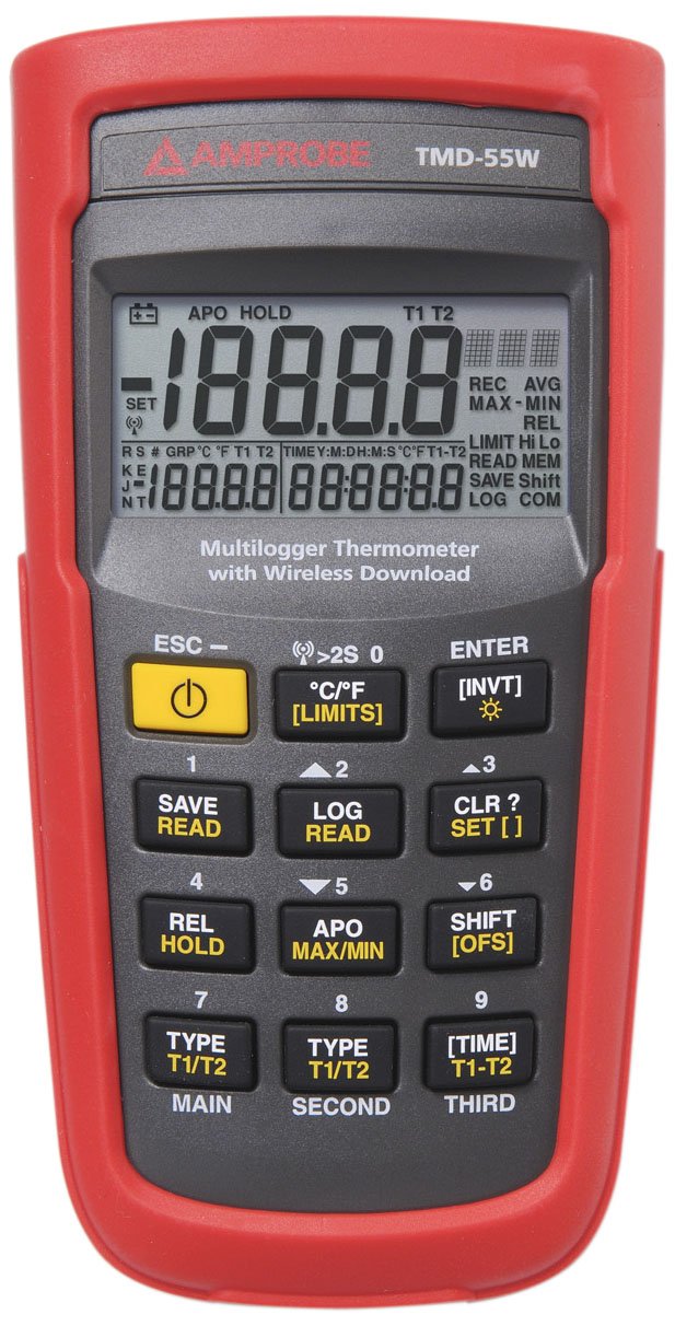 Amprobe TMD-55W Wireless Digital Thermometer with Remote Monitoring - Perfect for HVAC, Food Safety, and Industrial Temperature Measurement