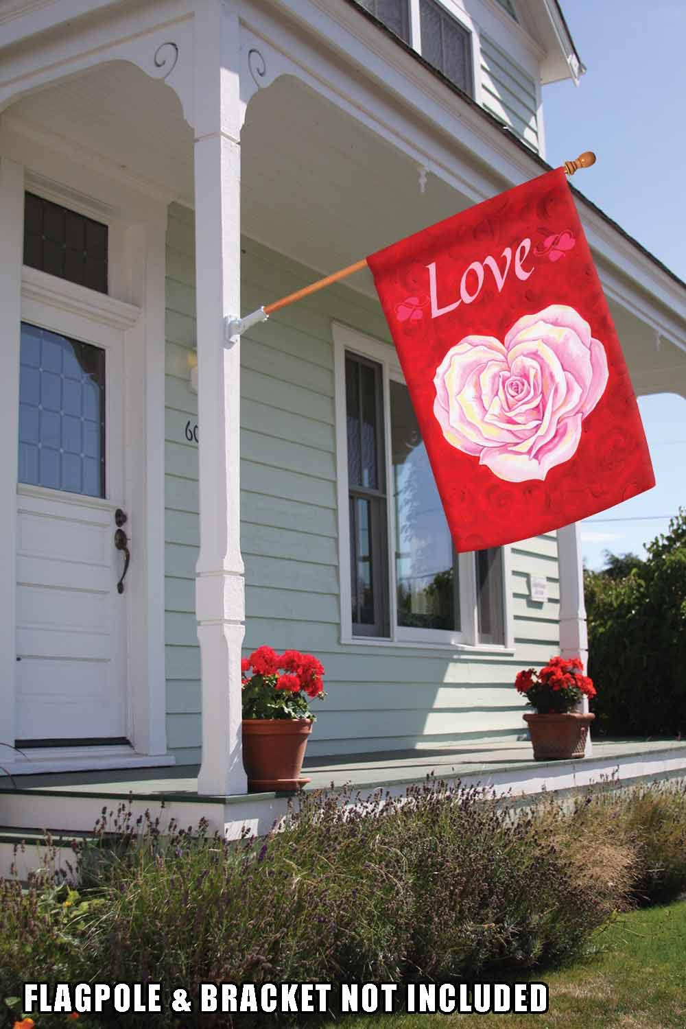 Toland Home Garden 102592 Heart Rose Valentine Flag - 28x40 Inch Double Sided Outdoor Garden Flag for Valentines Day Decor, Yard & House Decoration - Perfect for Front Porch, Lawn & Seasonal Holiday Displays