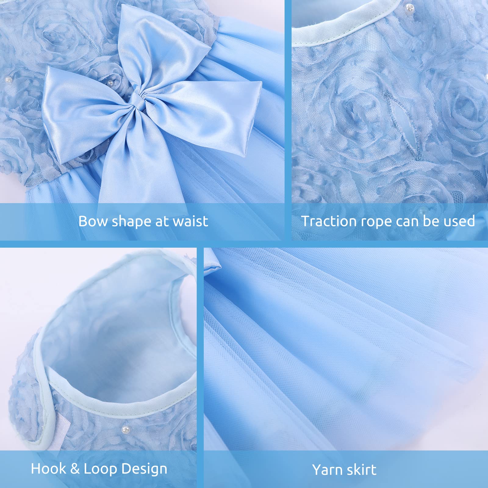 ASENKU Dog Dress - Pet Wedding Dress, Princess Lace Puppy Birthday Party Outfit, Formal Apparel for Small & Medium Dogs & Cats (XX-Small, Blue) - Perfect for Weddings, Birthday Parties & Special Occasions