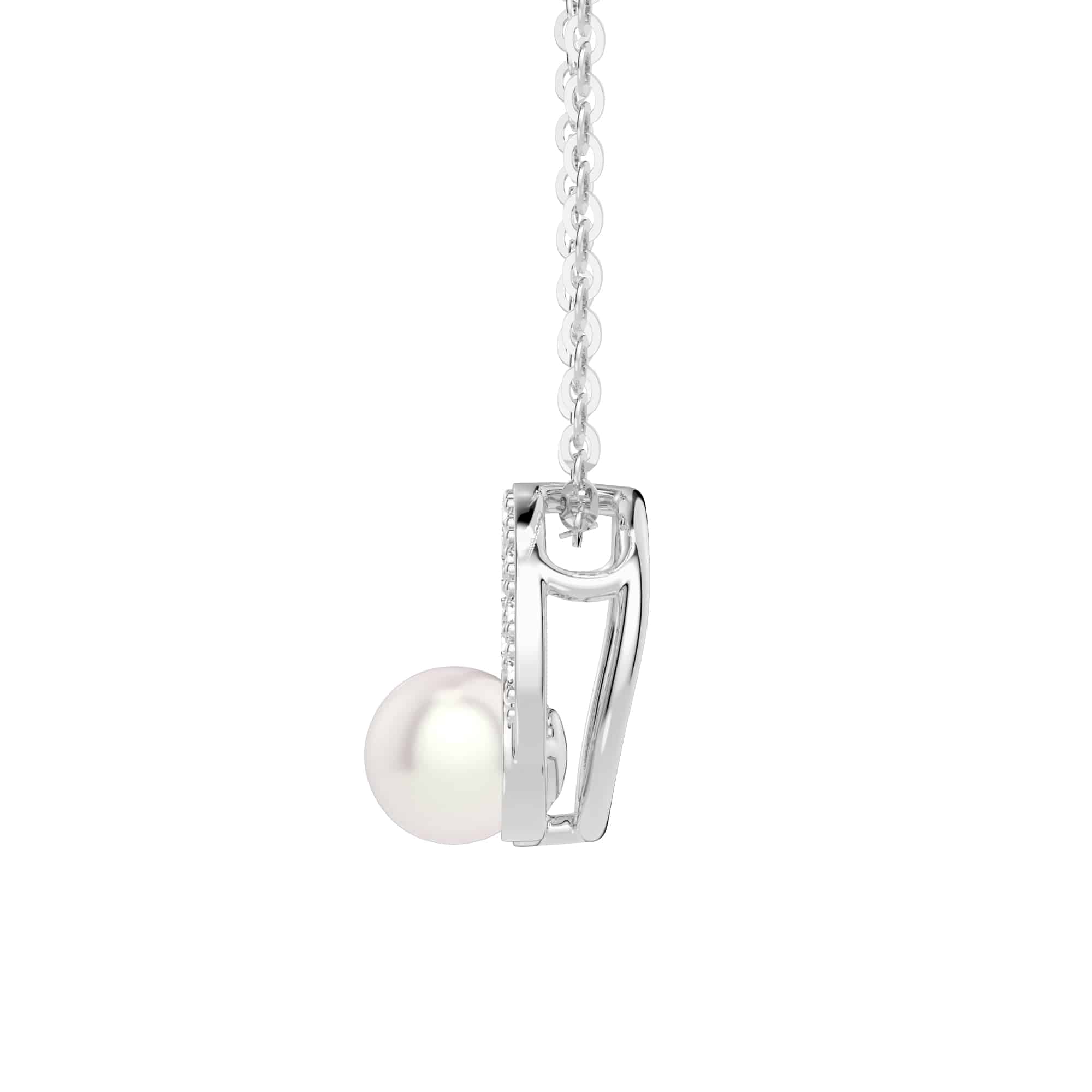 5mm Freshwater Pearl & Moissanite Circle Pendant Necklace for Women - Elegant Fashion Jewelry for Parties, Weddings & Everyday Wear