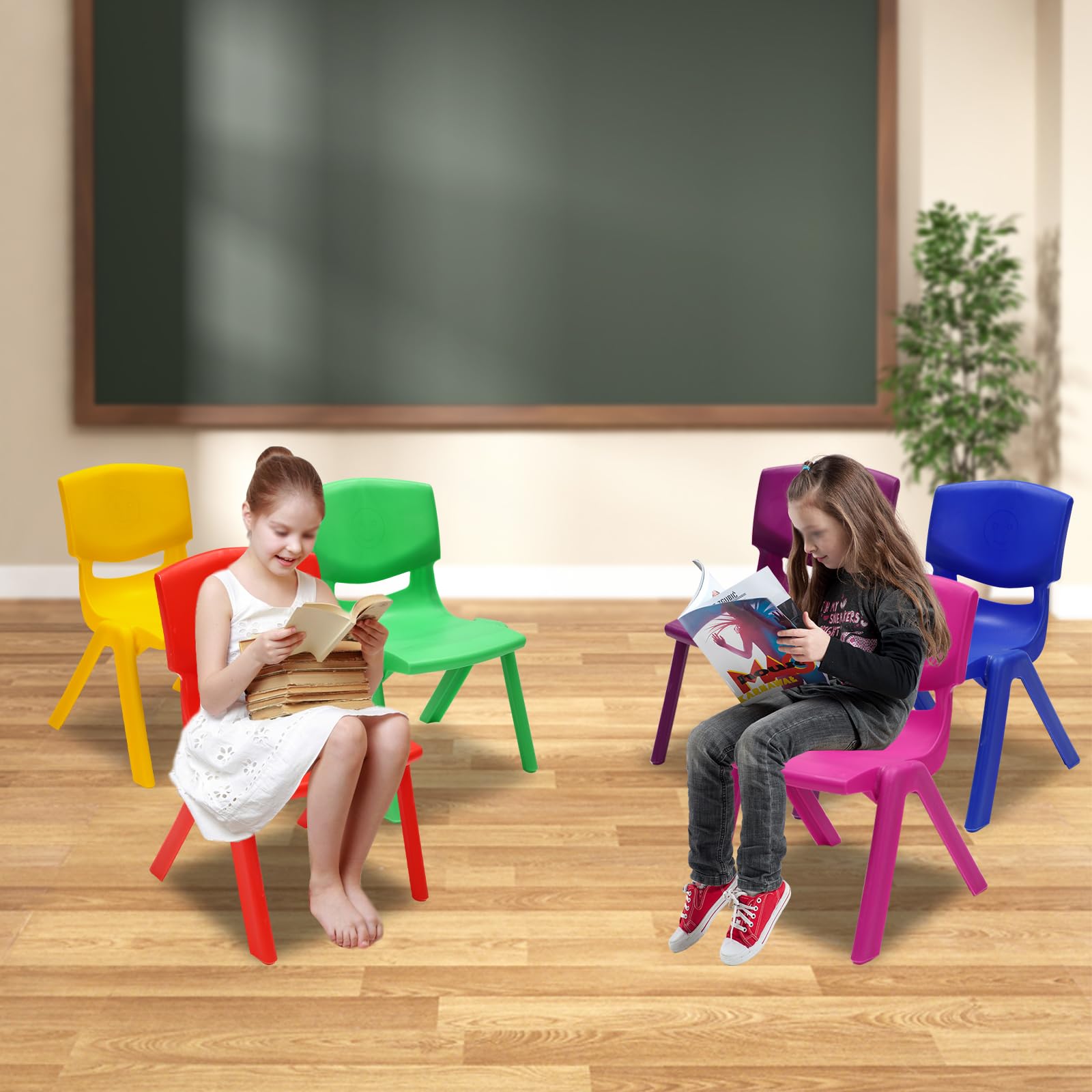 Stackable Kids Chairs for Classroom - 6 Pack Durable School Chairs for Children, Preschool & Home Use - Perfect for Classrooms, Daycare Centers, Homeschooling & Playrooms