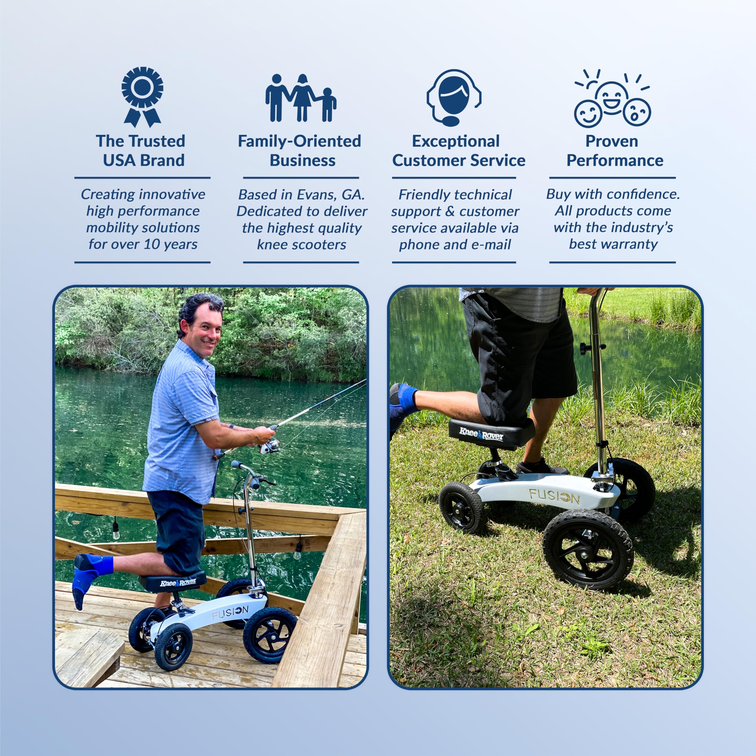 KneeRover All-Terrain Fusion 4-Wheel Steering Knee Scooter for Adults - Heavy Duty Knee Walker for Foot Surgery, Broken Ankle & Foot Injuries - Mobility Aid for Indoor/Outdoor Use After Surgery or Injury