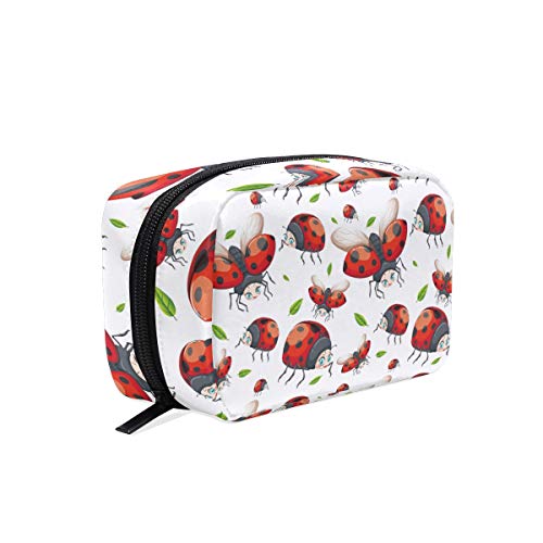 Cute Ladybug Pattern Makeup Bag - Portable Travel Train Case & Toiletry Organizer - Multifunctional Cosmetic Storage Pouch for Women | Perfect for Travel, Gym, and Daily Beauty Essentials