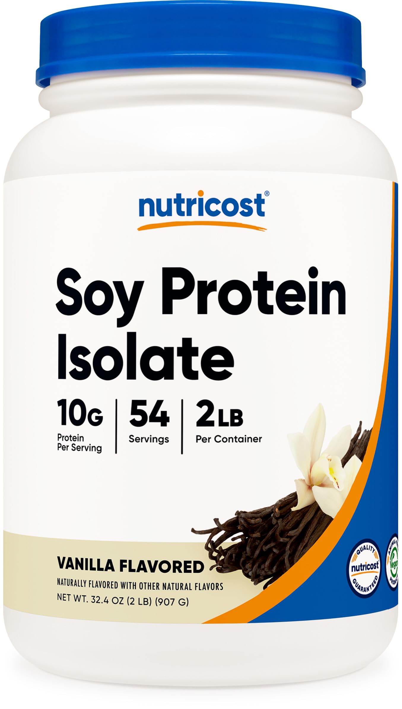 Nutricost Soy Protein Isolate Powder, 2 LB Vanilla - 10g Protein Per Serving, Vegan, Non-GMO, Gluten-Free for Smoothies, Baking & Post-Workout Recovery