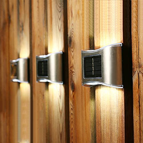 Solar LED Wall Lights - Waterproof Outdoor Garden & Balcony Lighting (4 Pack, Warm White) for Fence & Pathway