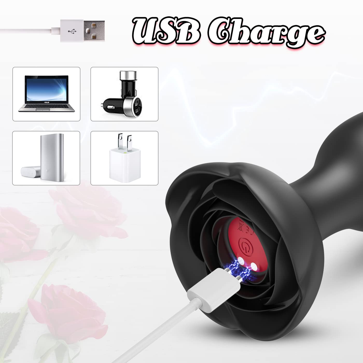 Remote Control Vibrating Anal Plug - Prostate Massager with 10 Vibration Modes, Waterproof Silicone Rose Base for Couples Play & Solo Pleasure (Black) - Perfect for BDSM, Roleplay & Intimate Adult Games