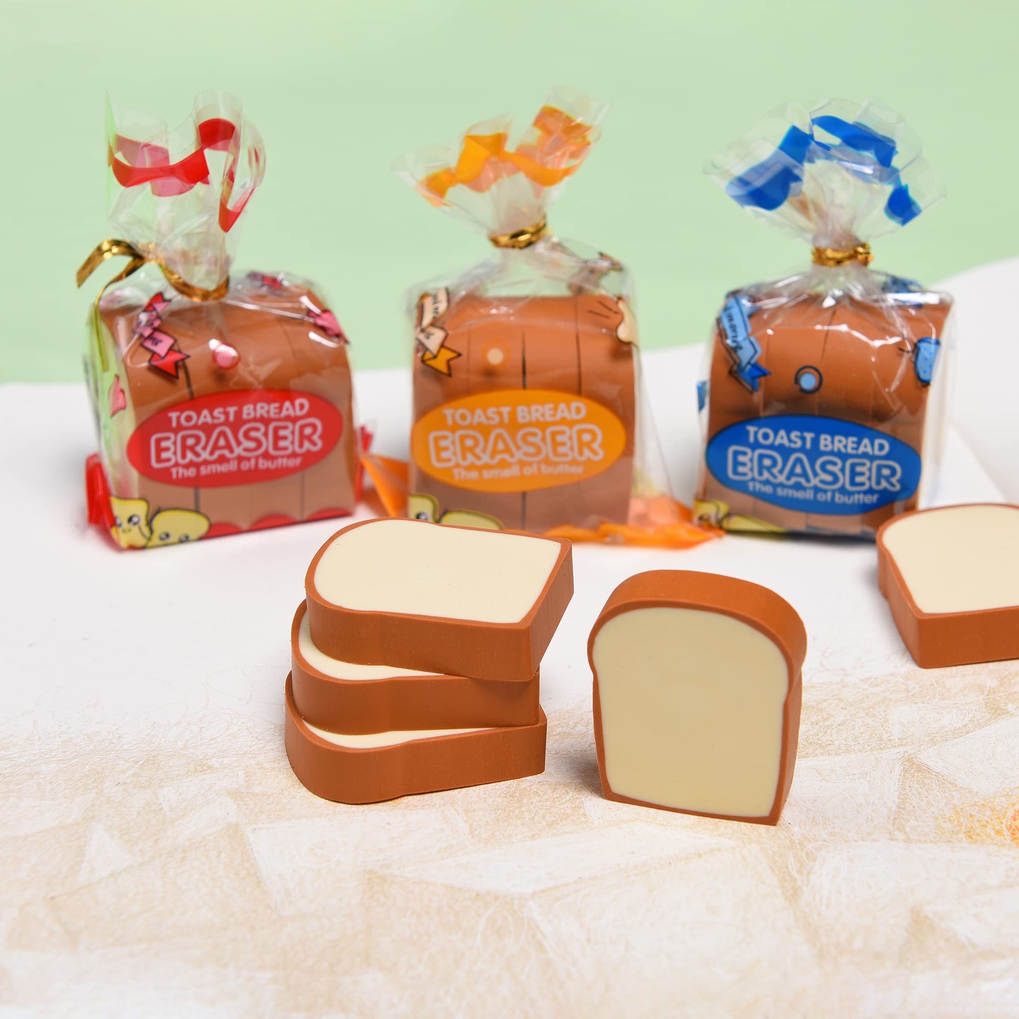 16Pcs Cute Bread Shaped Erasers for Kids - Fun Toast Design Pencil Erasers for School, Classroom Rewards & Party Favors - Perfect for Arts & Crafts, Back to School Supplies, and Teacher Gifts