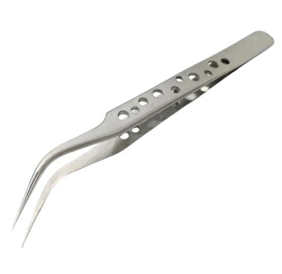 McCare Precision Curved Point Tweezers - Stainless Steel Electronics Repair & Crafting Tools for Eyebrow Plucking, Jewelry Making & PCB Work [ST-15 Curved]