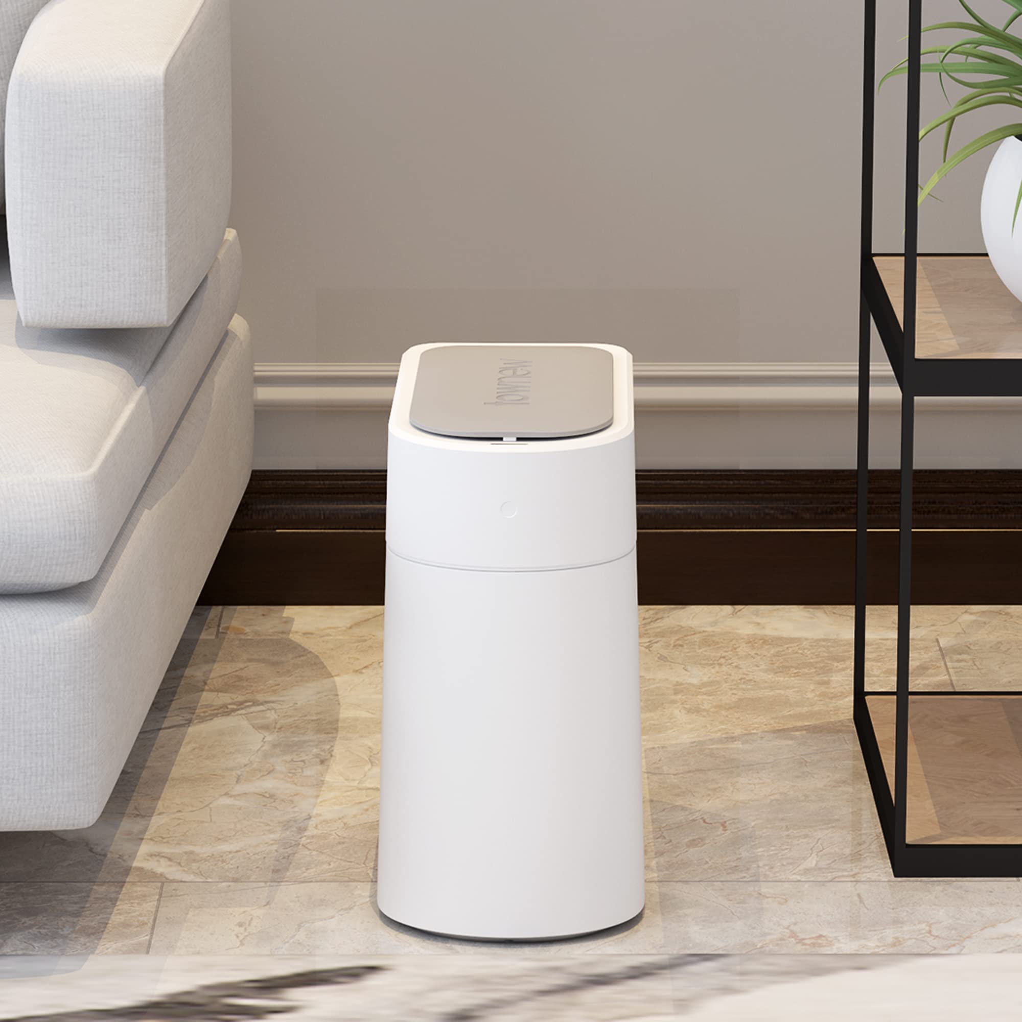 TOWNEW T3 Slim Automatic Infrared Motion Sensor Trash Can with Lid - 3.4 Gallon Touchless Self-Sealing Waterproof Garbage Bin for Bathroom, Kitchen & Office - Includes White Refill Ring (Up to 20 Bags) - Perfect for Hands-Free Waste Disposal & Hygiene Maintenance