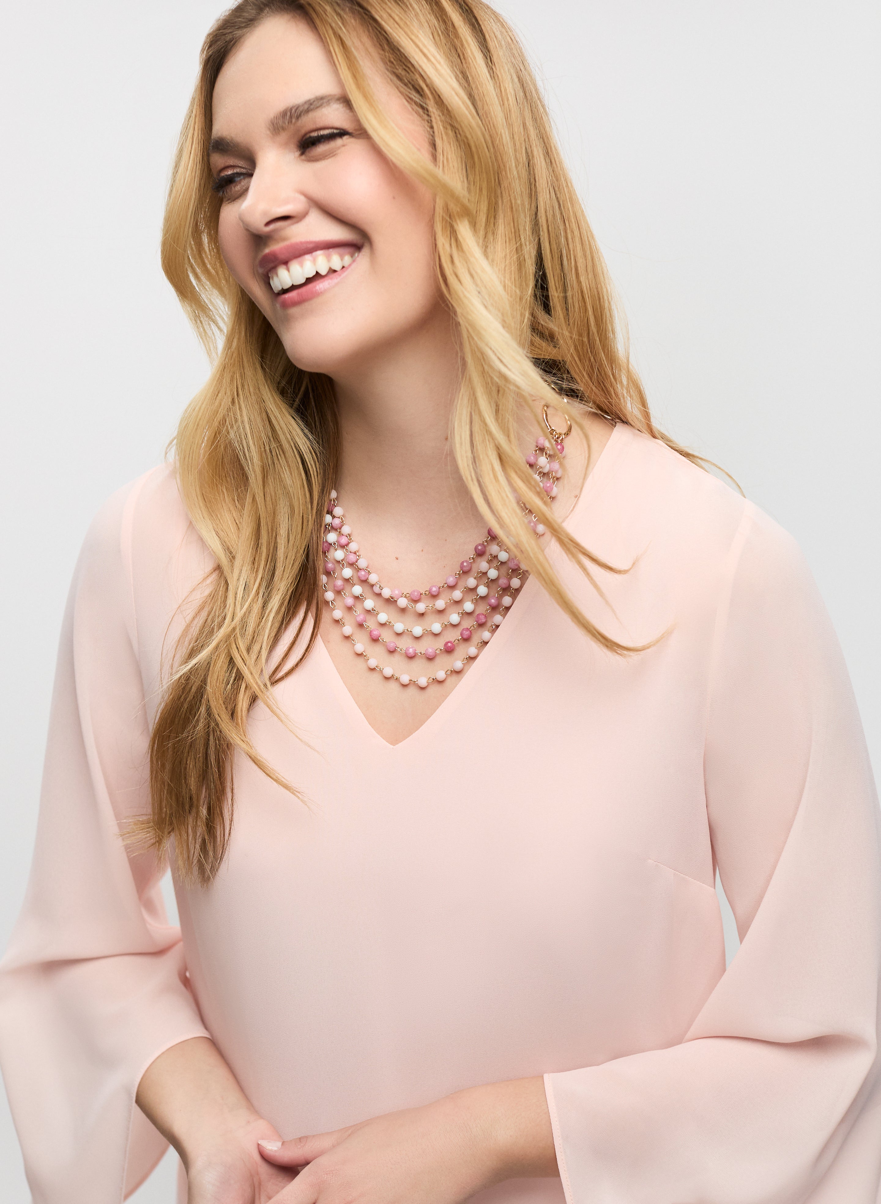Elegant Flared Sleeve Chiffon Blouse for Women - Trendy Flowy Top for Office, Party & Date Night Outfits