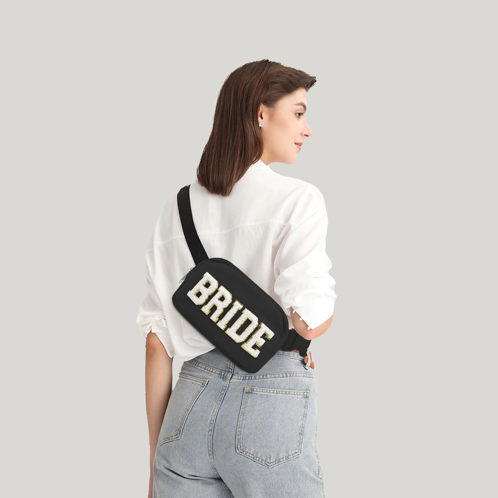 Lamyba Bride Fanny Pack - Adjustable Strap Crossbody Waist Bag for Bachelorette Party & Wedding Day | Waterproof Belt Bag for Bridal Shower Gifts | Perfect for Outdoor Weddings, Honeymoon Travel & Bridal Events (Black)