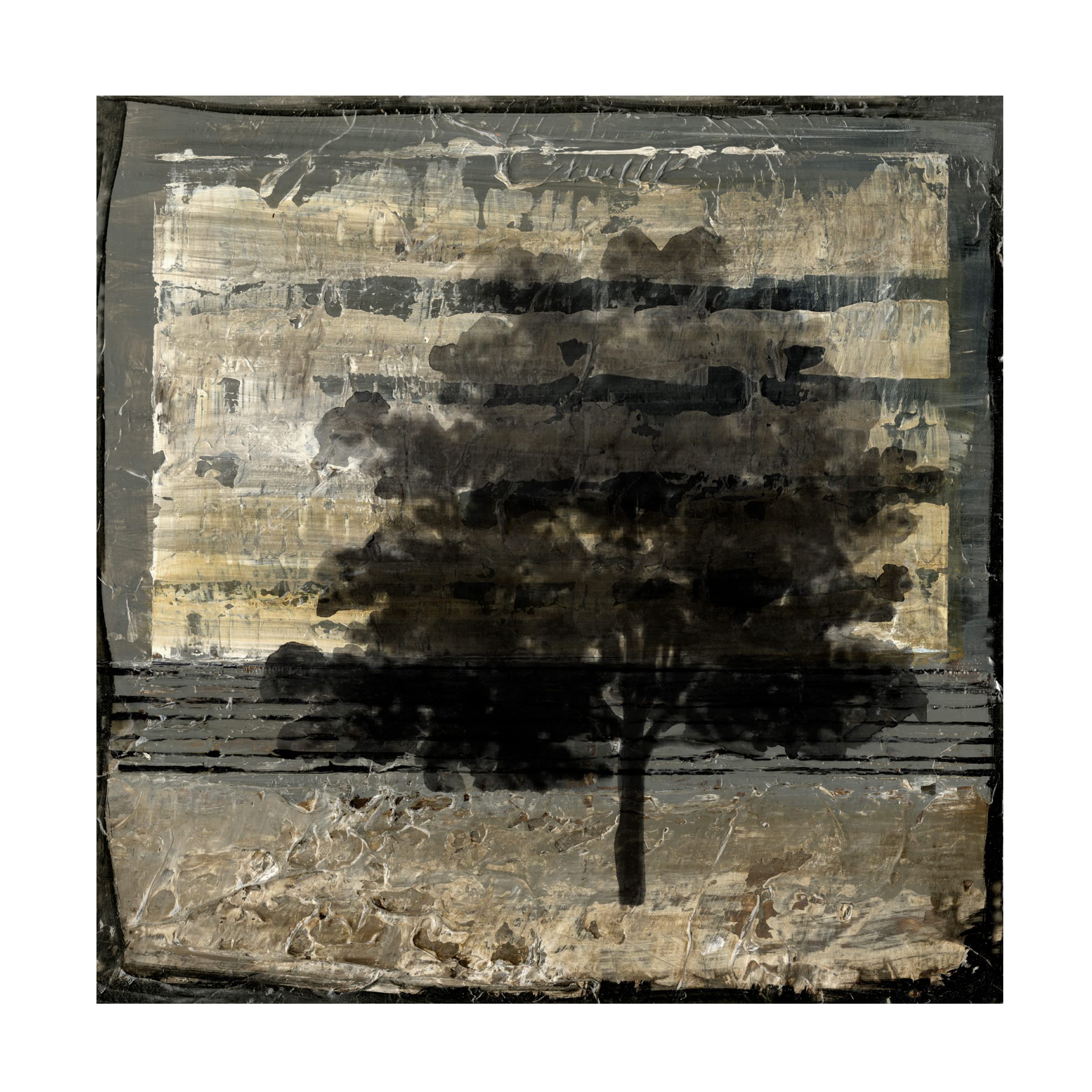 Stellar Design Studio 'Composition With Tree I' Canvas Wall Art Print - Modern Abstract Painting for Living Room, Bedroom & Office Decor