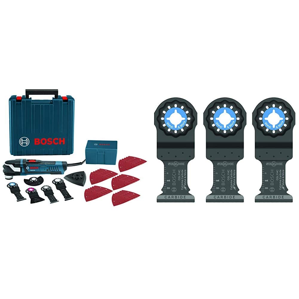 BOSCH Oscillating Multi-Tool Kit with 32 Accessories & Case | Starlock Carbide Plunge Cut Blade Set (1-1/4