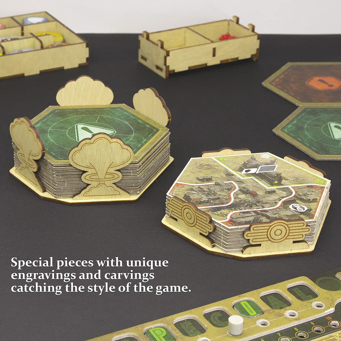 SMONEX Premium Board Game Organizer Box - Compatible with Fallout New California & Atomic Bonds Expansions - Perfect Fit for Original Game Box - Laser Engraved Design - Ideal for Game Nights & Collectors Display