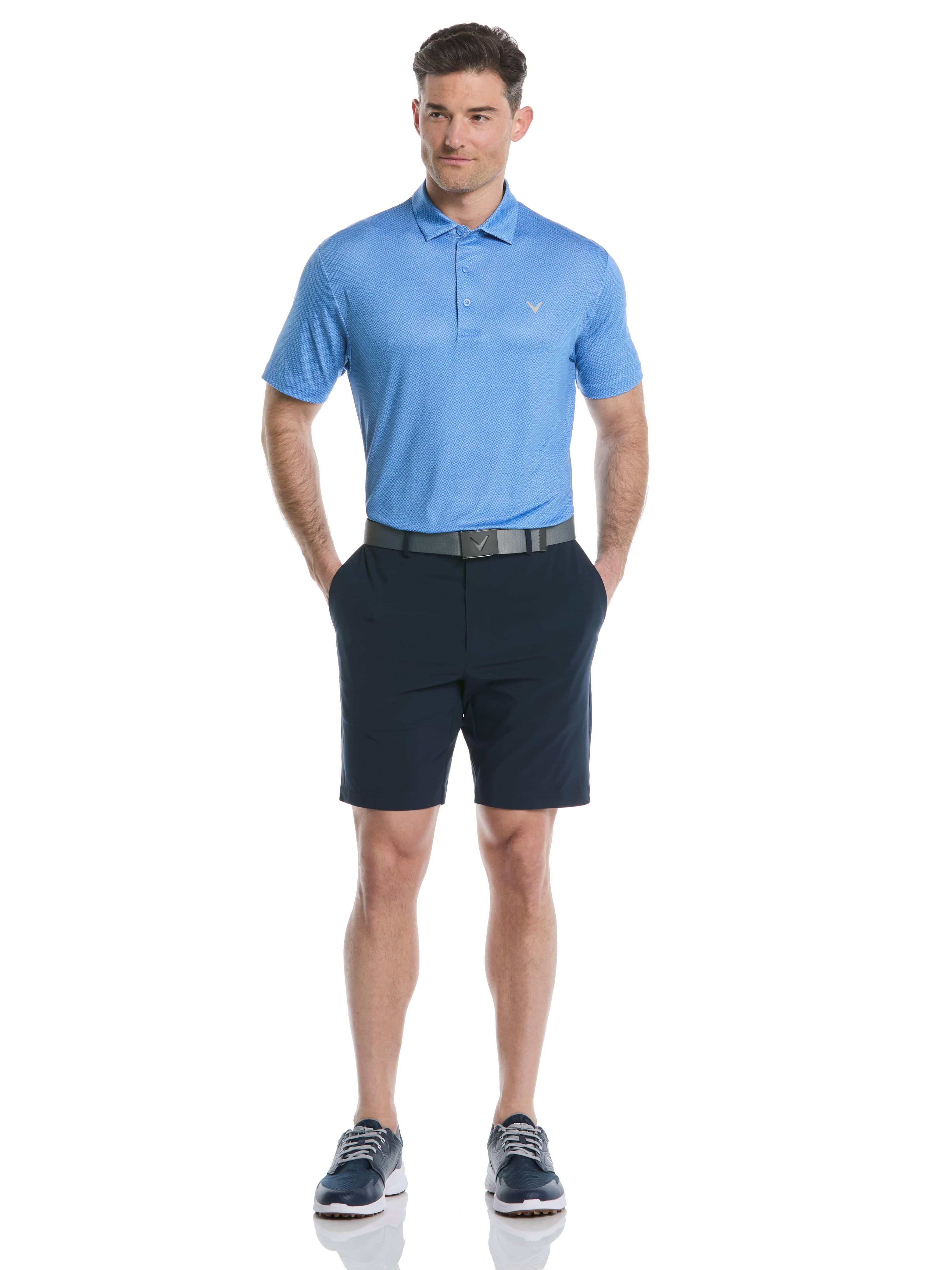Men's Heather Geo Print Golf Polo Shirt - Breathable Quick-Dry Performance Tee for Golf, Casual Wear & Outdoor Activities