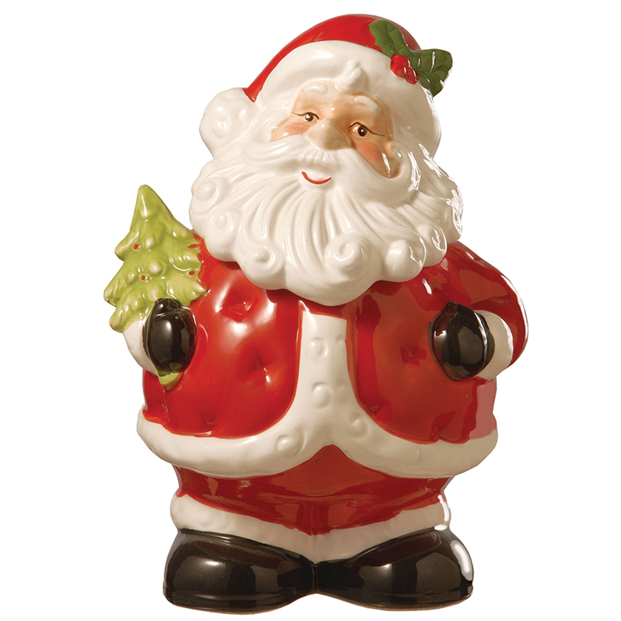 10 Inch Santa Claus Cookie Jar - Christmas Holiday Decorative Ceramic Cookie Storage for Festive Baking & Kitchen Decor