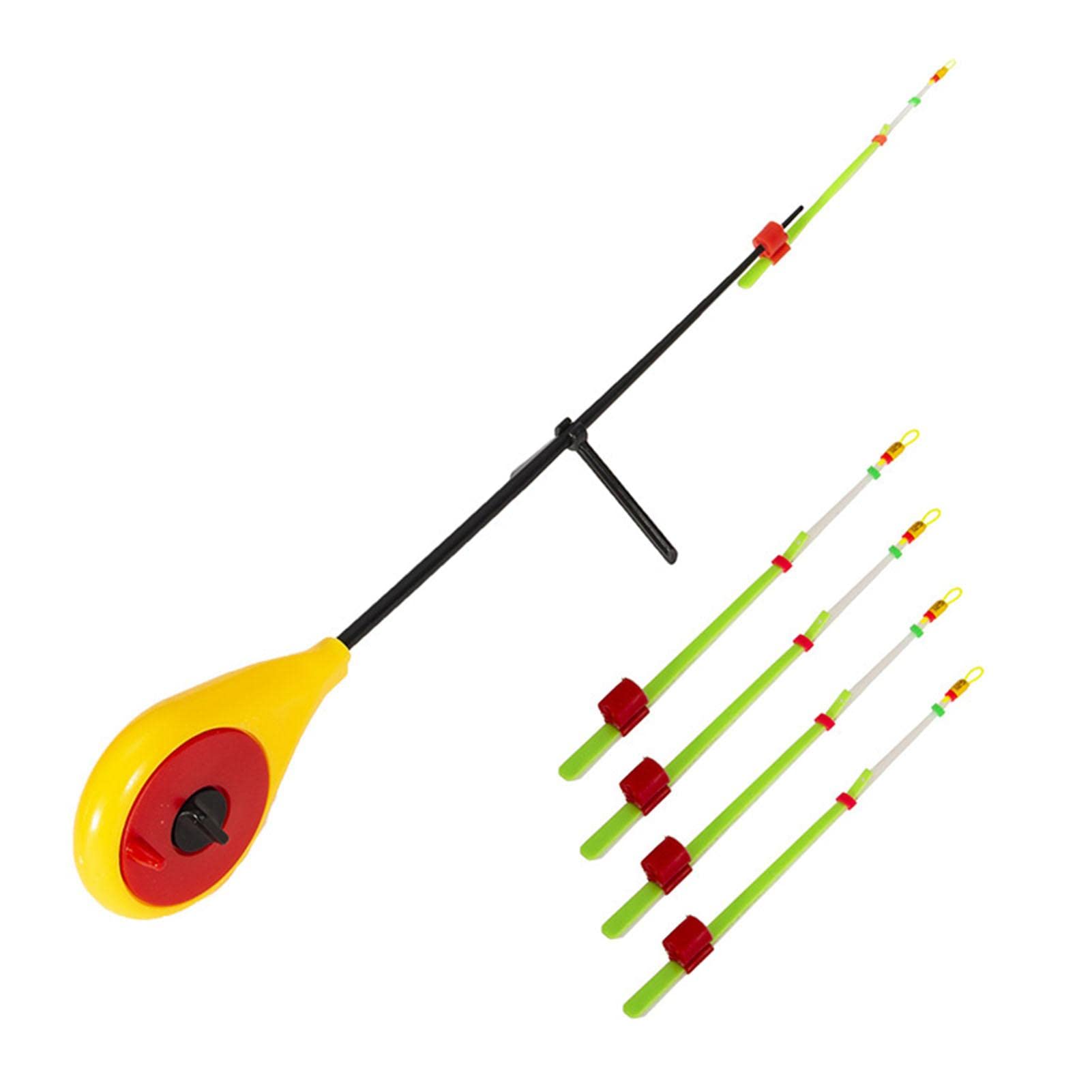 **Ice Fishing Rod - Portable Winter Fishing Pole with Fishing Lines Runner for Lakes, Ponds & Rivers - Yellow | Durable Outdoor Sport Fishing Gear for Ice Anglers**    *(Use Case: Perfect for ice fishing enthusiasts targeting trout, perch, and walleye in frozen lakes and rivers during winter seasons.)*