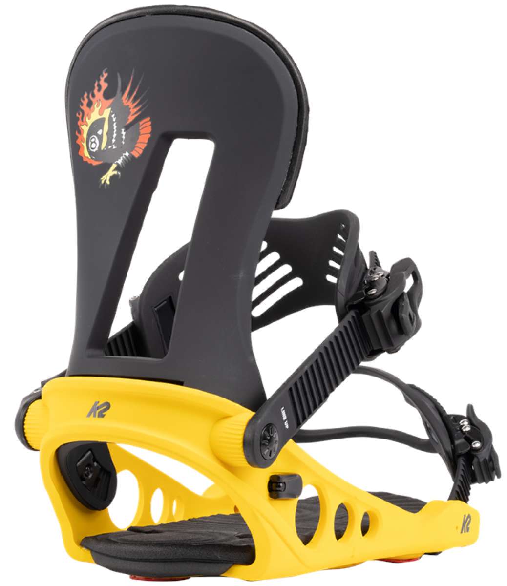 **K2 Line Up Snowboarding Bindings 2022 - High-Performance Snowboard Bindings for All-Mountain & Freestyle Riding**    *(Use Case: Perfect for aggressive riders seeking responsive control and comfort on groomed trails, powder, or park features.)*