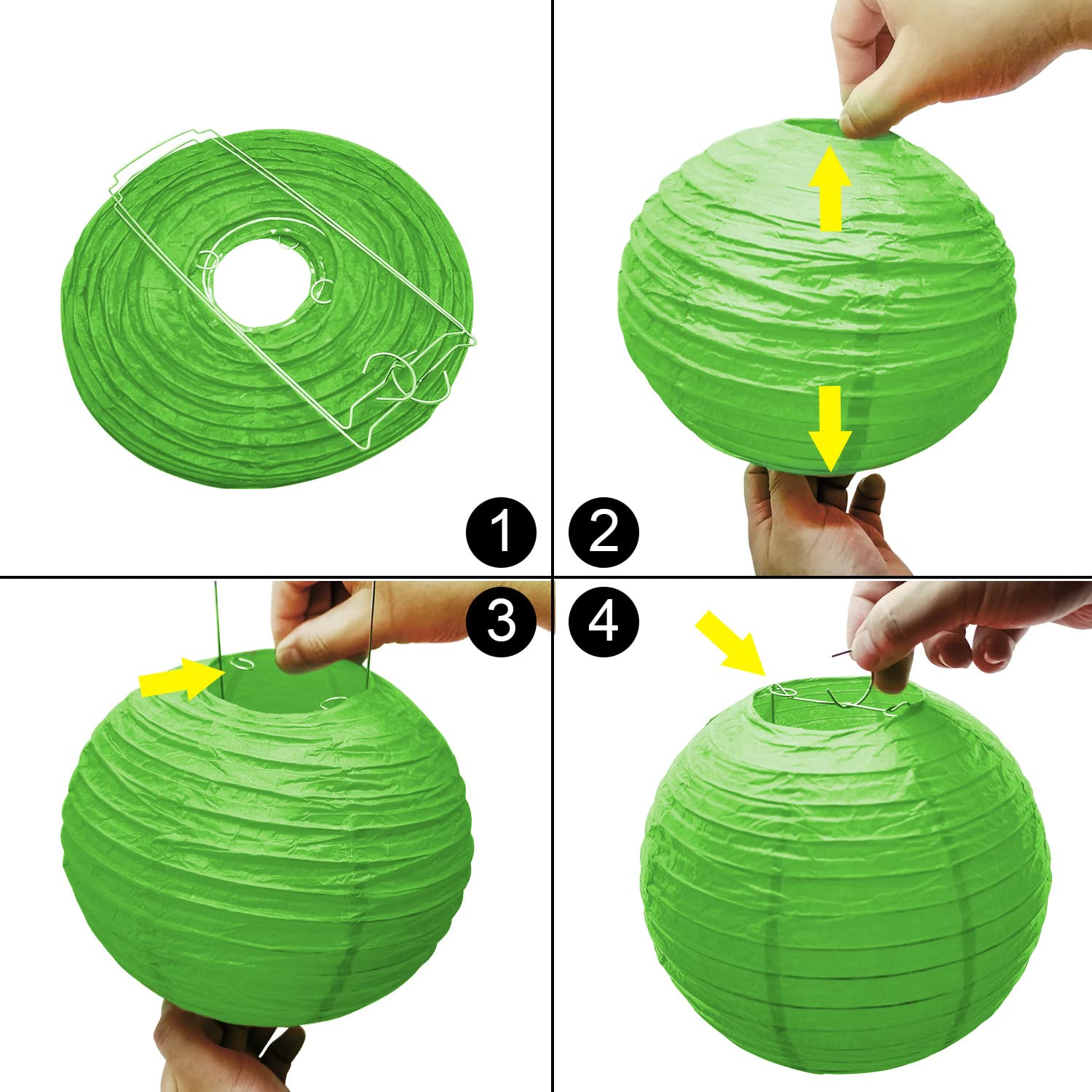 12 Pack Green Paper Lanterns - Chinese Round Party Decorations for St. Patrick's Day, Spring Party, Birthday, Baby Shower, Wedding & Graduation - Perfect for Indoor/Outdoor Festive Decorations