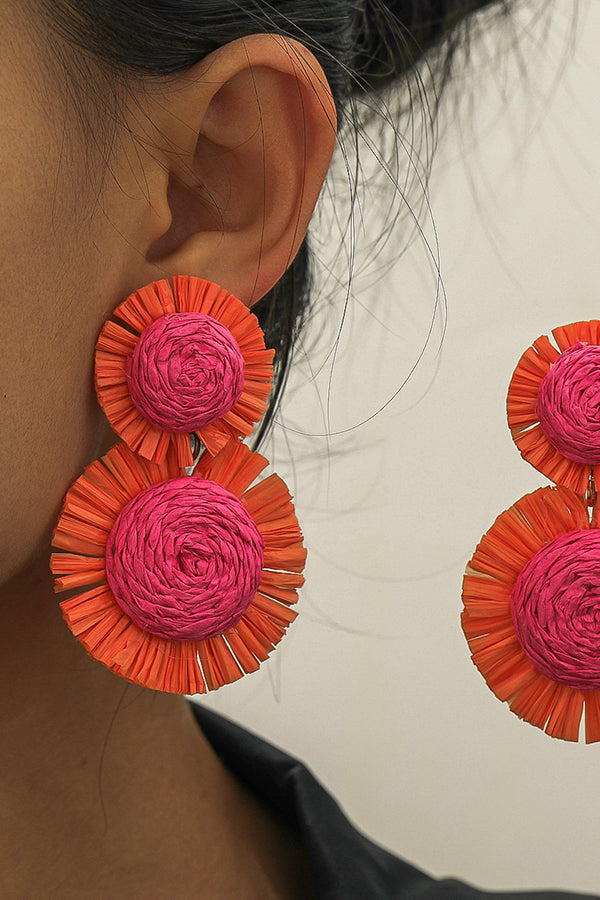Handwoven Floral Earrings for Women - Boho Chic Resort Style Dangle Earrings | Perfect for Beach Vacations, Summer Outfits & Boho Fashion Accessories