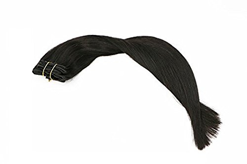 PolestarHair 70 Gram Clip in Human Hair Extensions - 7 Pieces Natural Black (1B) Silky Straight Remy Virgin Hair - 22 Inches for Length & Volume - Perfect for Daily Styling, Parties & Special Occasions