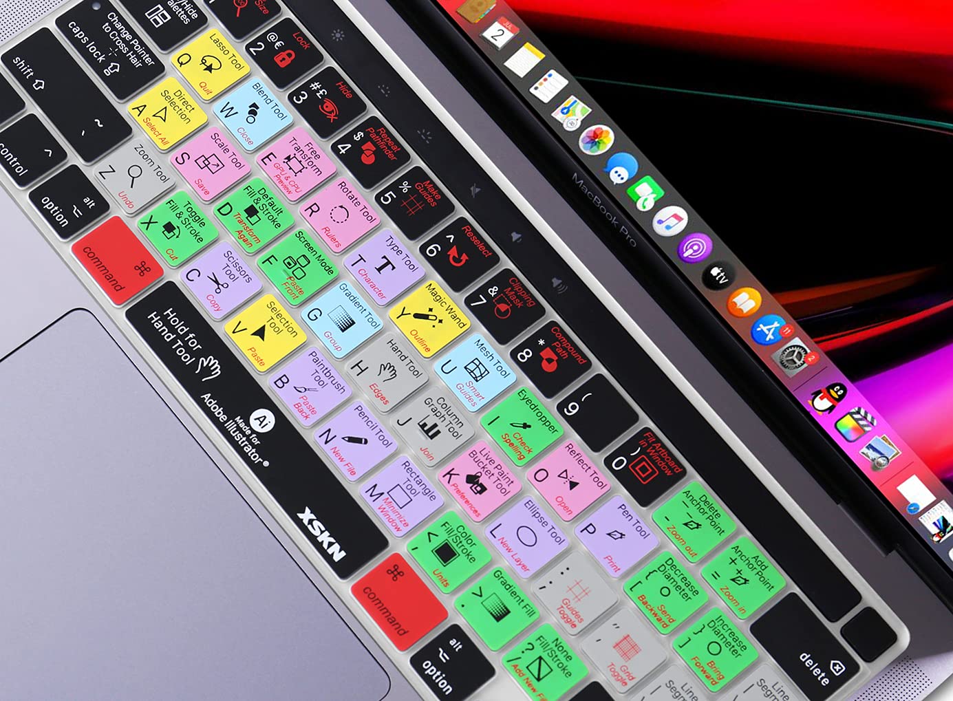 XSKN Illustrator English Silicone Keyboard Cover for MacBook Pro 16