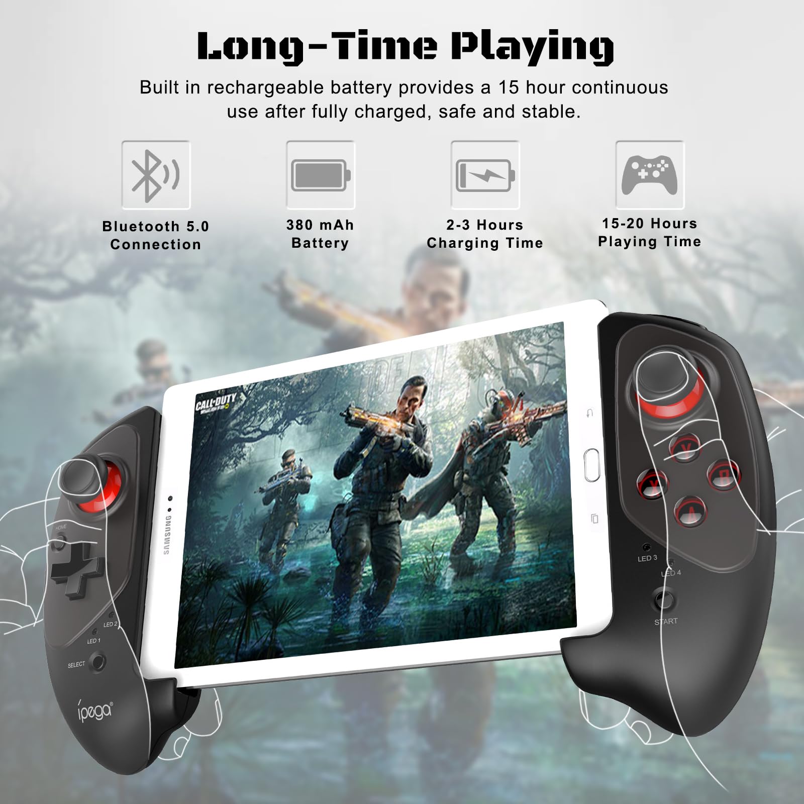 Wireless Bluetooth Game Controller for iPad, Tablet (11 Inch) - Compatible with Android, iPhone 14/13 Pro Max, Samsung Galaxy Z Fold4/Flip4/S23/S22/21 Ultra, Amazon Fire HD 10/8 - Ergonomic Design for Mobile Gaming, Cloud Gaming & Console-Style Play