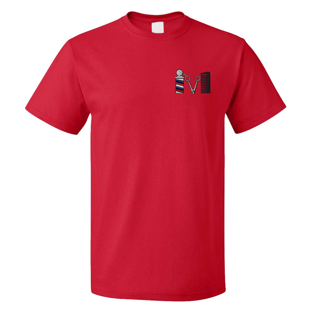 Funny Barber Logo Graphic T-Shirts for Men - 100% Cotton Comfort Fit Tee - Perfect for Casual Wear, Barber Shops & Gifts