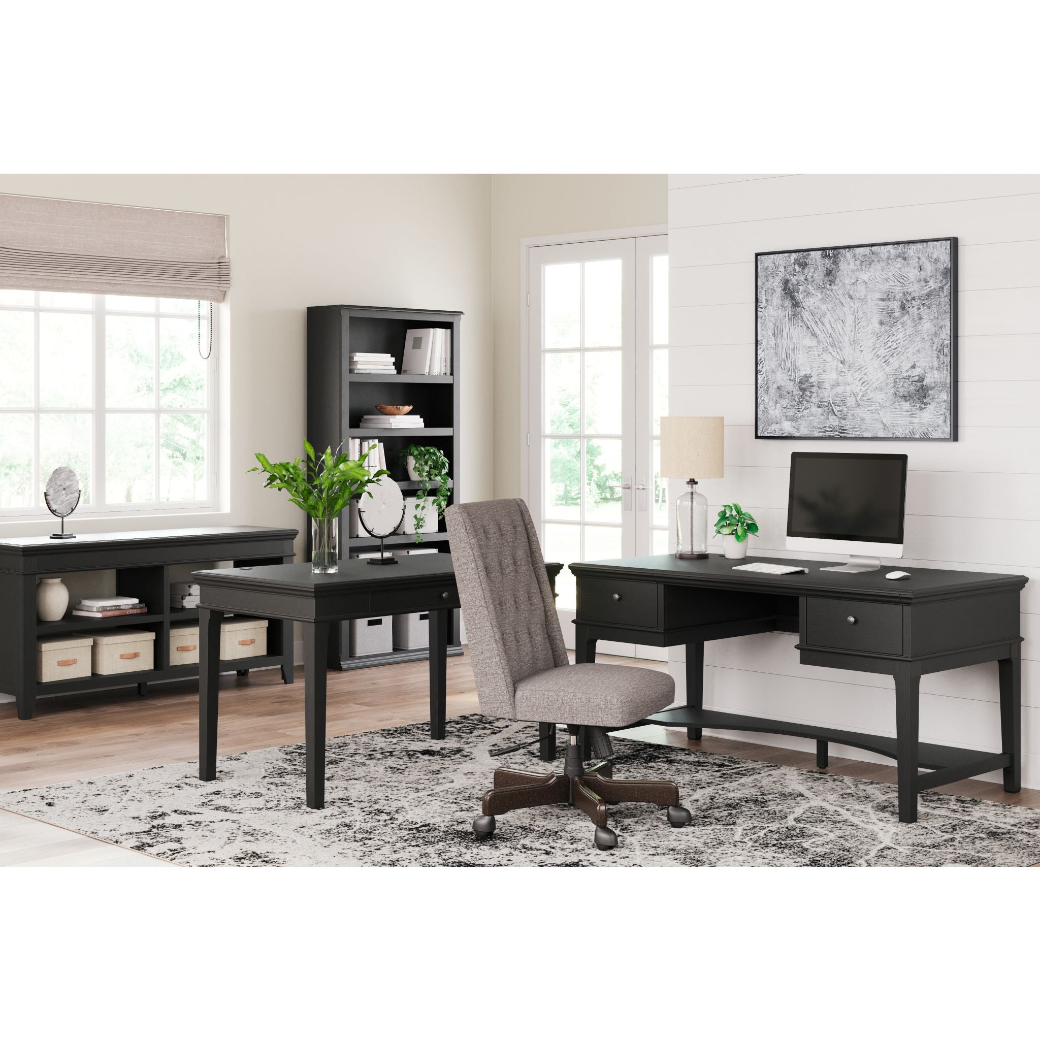 Beckincreek Black Office Desk - Modern Writing Desk for Home & Office Workspace, Study, and Computer Use