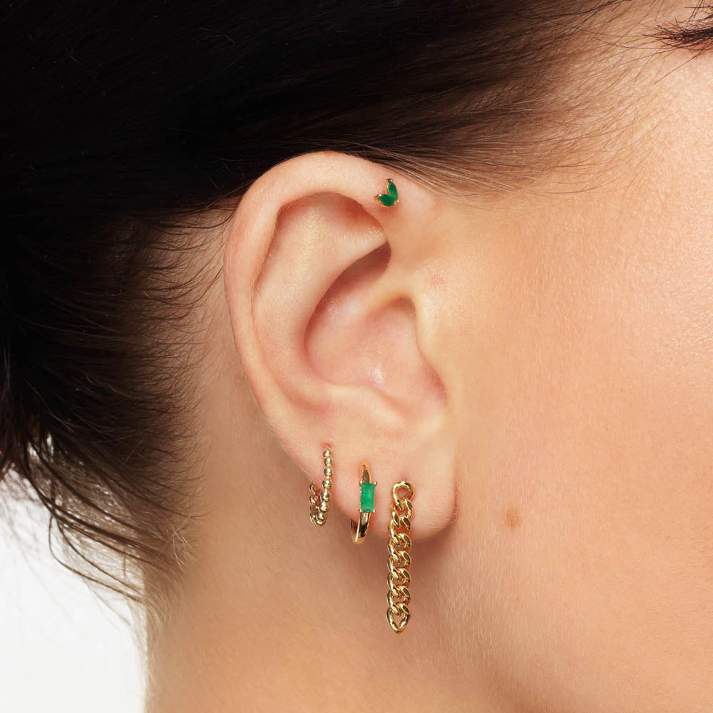 10k Gold Beaded Huggie Earrings - Elegant & Dainty Hoop Earrings for Women, Perfect for Everyday Wear, Parties & Special Occasions