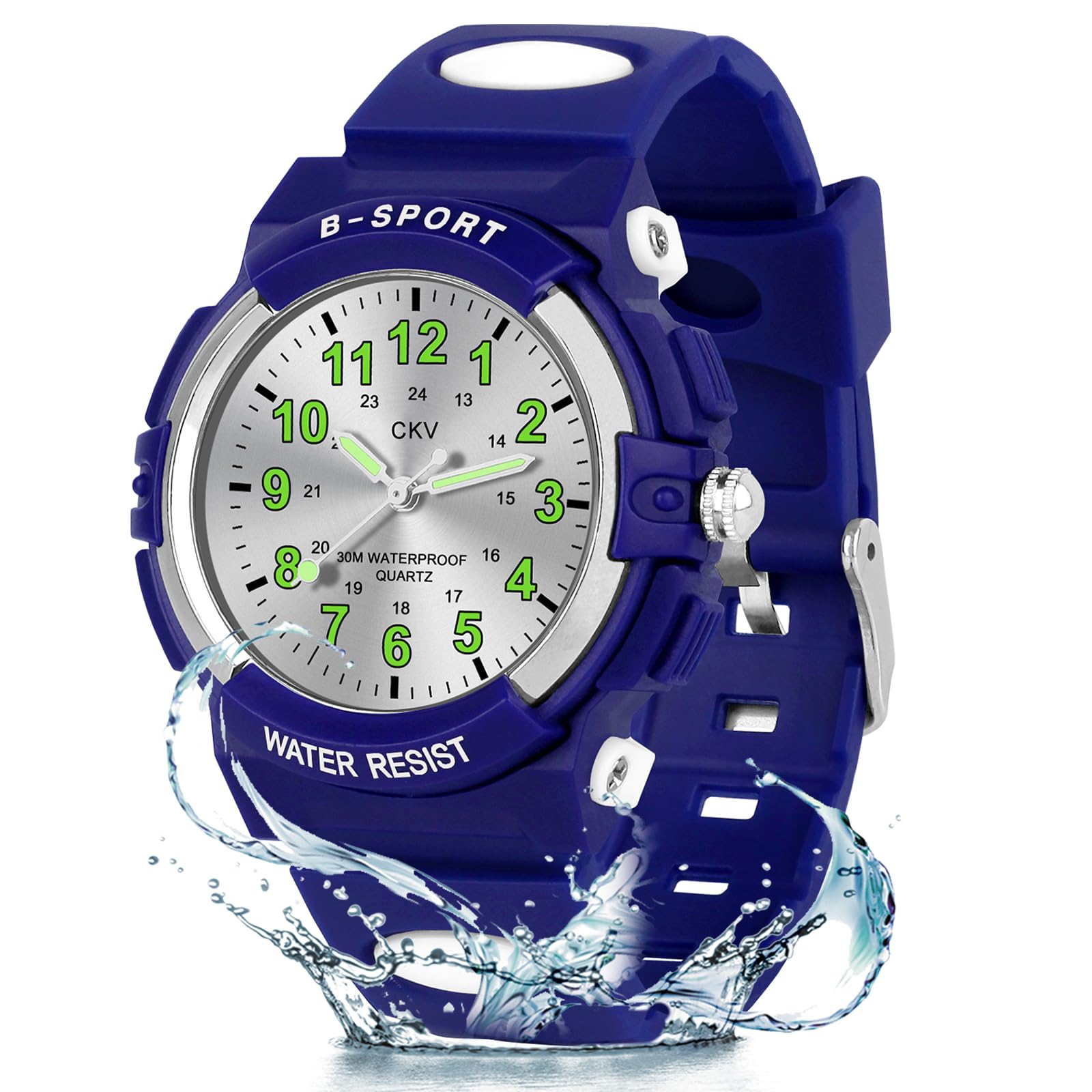 CKV Kids Analog Watch for Boys & Girls Ages 5-12 - Waterproof Sports Watch with Easy-to-Read Dial & Soft Comfort Band - Perfect for School, Outdoor Play & Learning to Tell Time