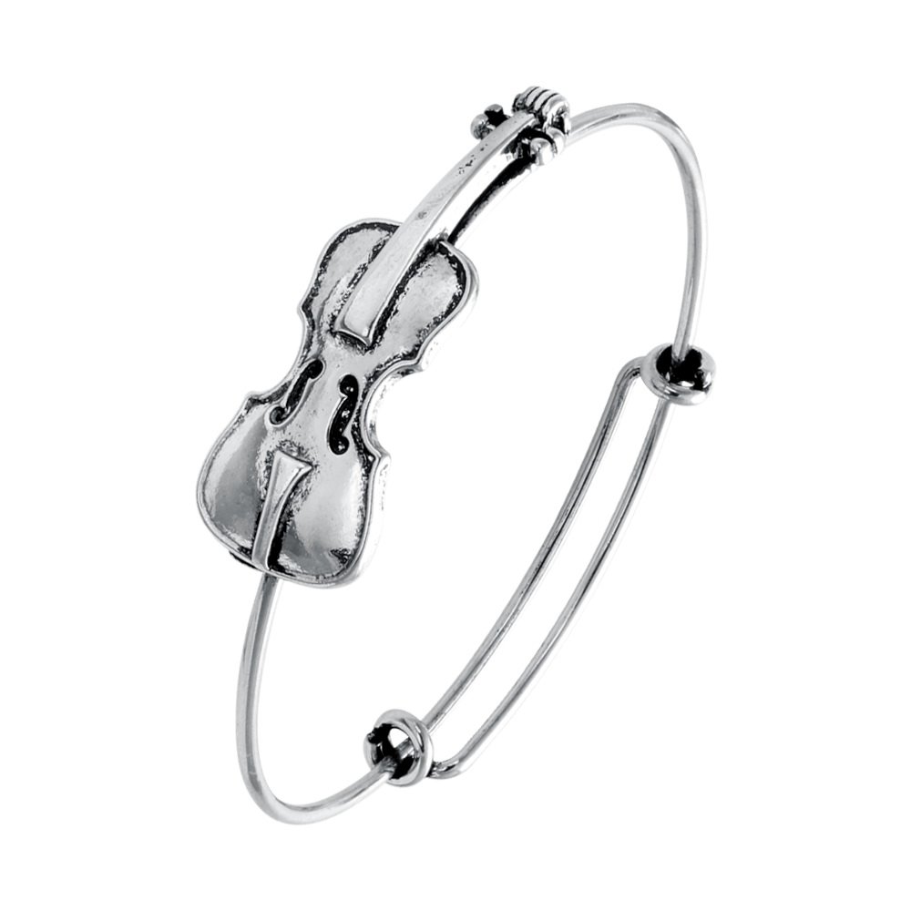 Stylish Preppy Bracelets for Music Lovers - Elegant Violin Stretch Bangle Bracelet Jewelry Gift for Women & Girls - Perfect for Concerts, Parties & Everyday Wear