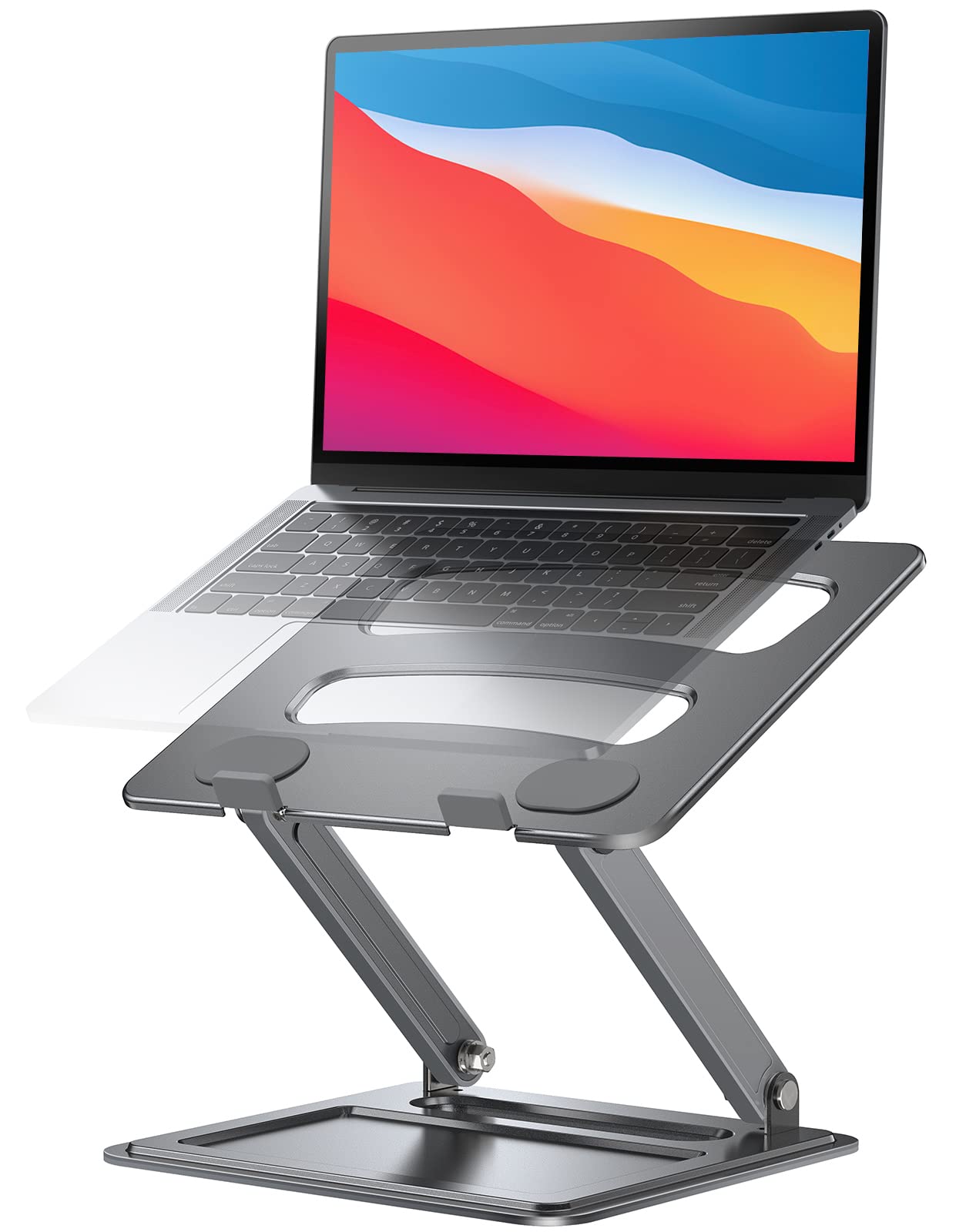 LORYERGO Adjustable Laptop Stand for 17.3 Inch Laptops - Portable Ergonomic Riser with Heat Dissipation, Supports Up to 17.6 lbs, Gray - Perfect for Home Office, Gaming & Workspace Setup