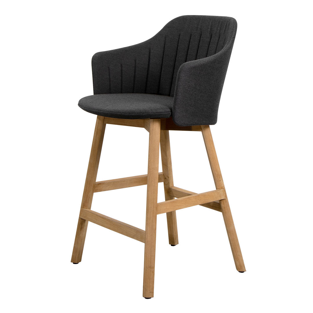 Premium Outdoor Counter Chair with Wood Base - Includes Comfortable Back & Seat Cushions - Perfect for Patio, Deck, Poolside & Bar Counter Seating